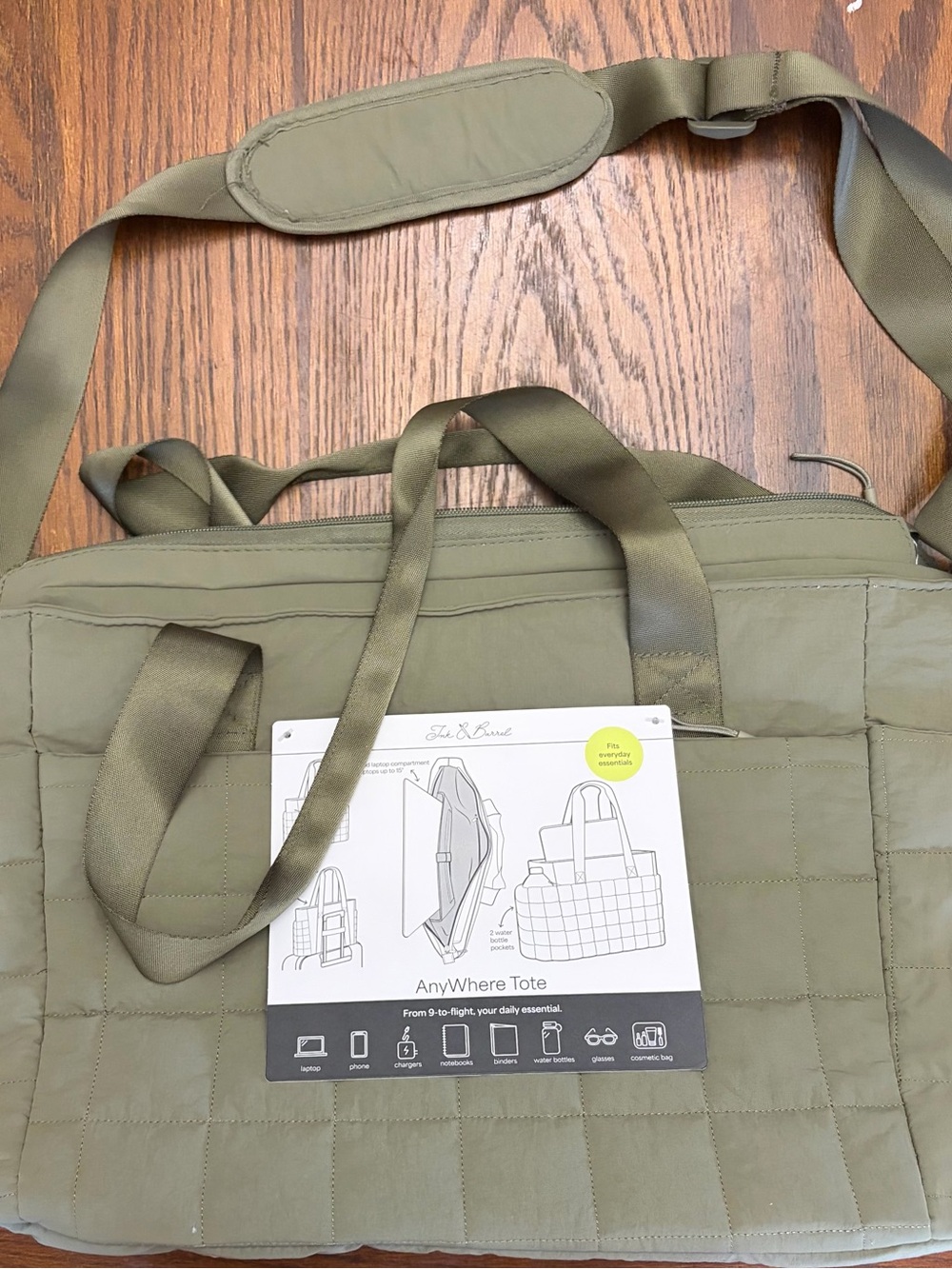 Ink & Barrel Olive Green Anywhere Tote NWT